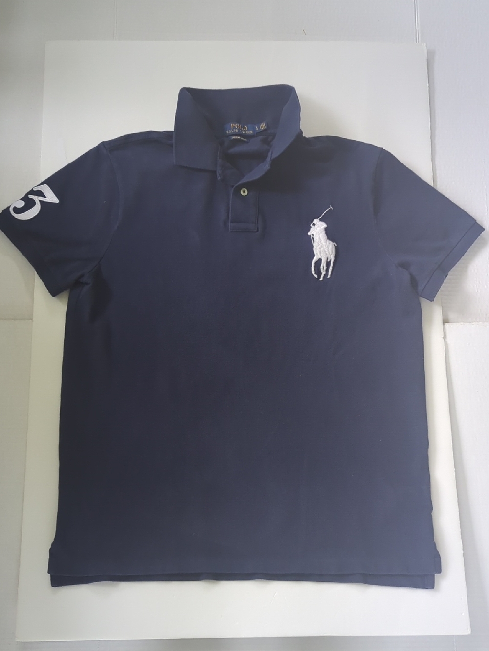 Men's Polo by Ralph Lauren Navy Polo Shirt with White Pony, 100% Cotton